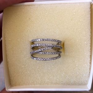Silver pave rhinestone ring